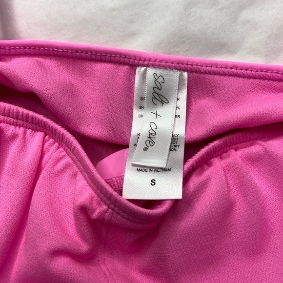 Salt +Cove Peony Pink Satiny Ribbed Bikini Top Size Small - Picture 7 of 11